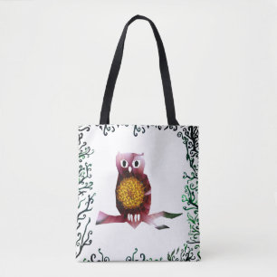 Bolso De Tela Tote de búho floral