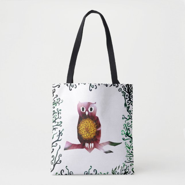 Bolso De Tela Tote de búho floral (Anverso)