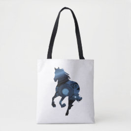 Bolso De Tela Tote de caballos azules