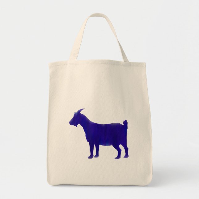 Bolso De Tela Tote de cabra azul acuarela (Frente)