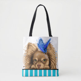 Bolso De Tela Tote De Cachorro Cuidadoso - ¡Mira Atrás!