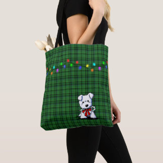 Bolso De Tela Tote de cachorro Westie de Navidad