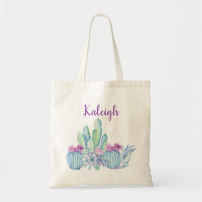 Bolso De Tela Tote de Cactus exitoso personalizado (Frente)