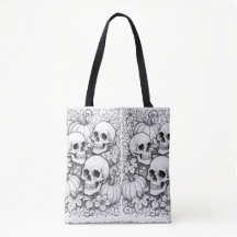 tote de calaveras y calabazas