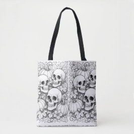 Bolso De Tela tote de calaveras y calabazas