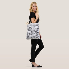 Bolso De Tela tote de calaveras y calabazas