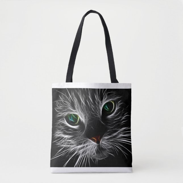 Bolso De Tela Tote de cara de gato fractal