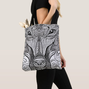 Bolso De Tela Tote de cara de mono