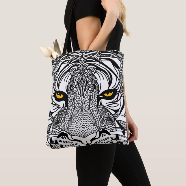 Bolso De Tela Tote de cara de tigre (Detalle)