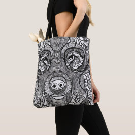 Bolso De Tela Tote de cara del oso