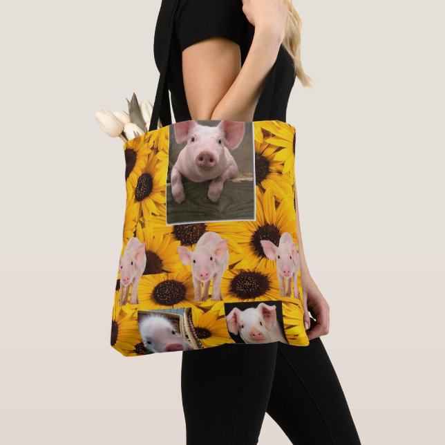 Bolso De Tela Tote de cerdos girasoles (Detalle)