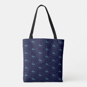 Bolso De Tela Tote de ciervos azules