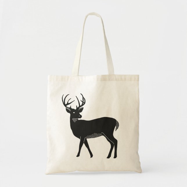Bolso De Tela Tote de ciervos blancos y negros (Frente)