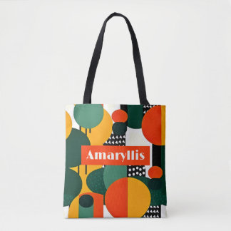 Bolso De Tela Tote de Círculos Brillantes Retro Abstracto