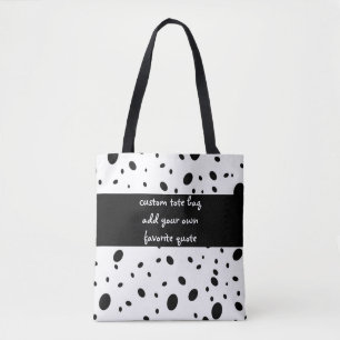 Bolso De Tela tote de cita personalizado agregar puntos en blanc