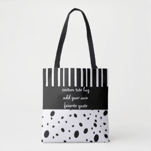 Bolso De Tela tote de cita personalizado agregar puntos en blanc