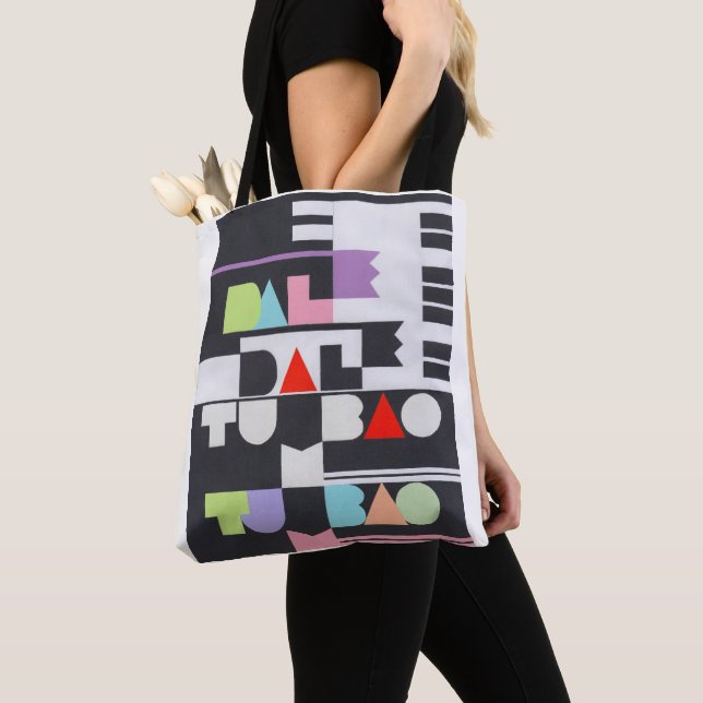 Bolso De Tela Tote de Collage de papel de Dale Tumbao (Detalle)