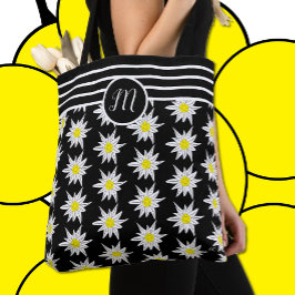 Bolso De Tela Tote de color negro elegante con monograma