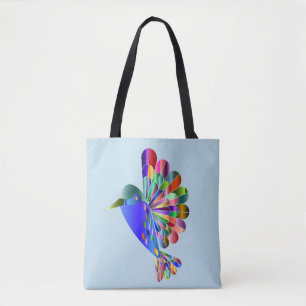 BOLSO DE TELA TOTE DE COLORES DE HUMMINGBIRD ART RAINBOW
