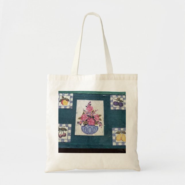 Bolso De Tela Tote de combinación de flores y frutas (Frente)