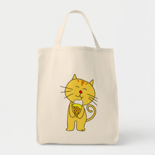 Bolso De Tela Tote de comestibles Cat Ice Cream Cone