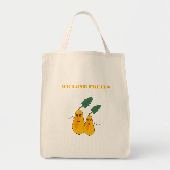 Bolso De Tela Tote de comestibles con peras (Frente)