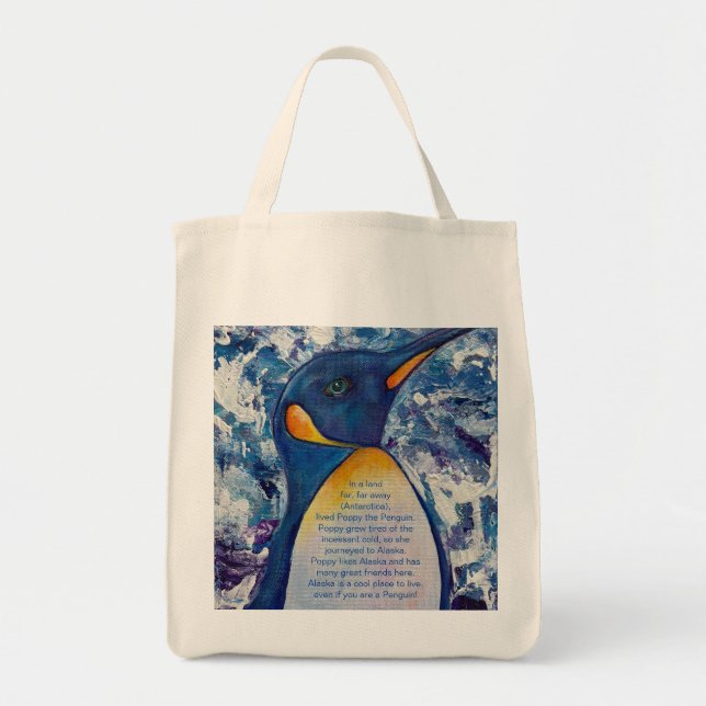 Bolso De Tela Tote de comestibles de Alaskan Penguin (Frente)
