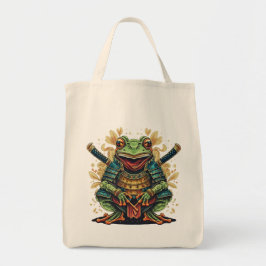 Bolso De Tela Tote de comestibles del guerrero samurái rana