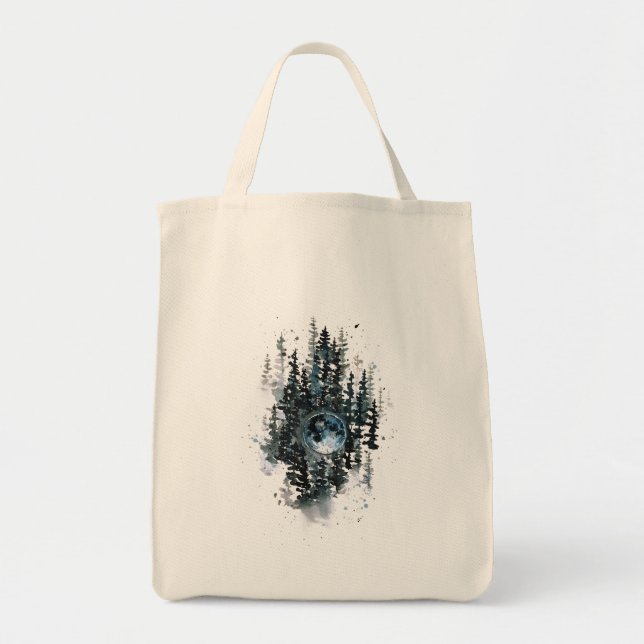 Bolso De Tela Tote de comestibles lunares (Frente)