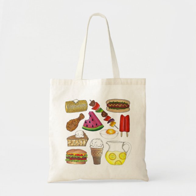 Bolso De Tela Tote de comida picnic de verano BBQ Foodie (Frente)