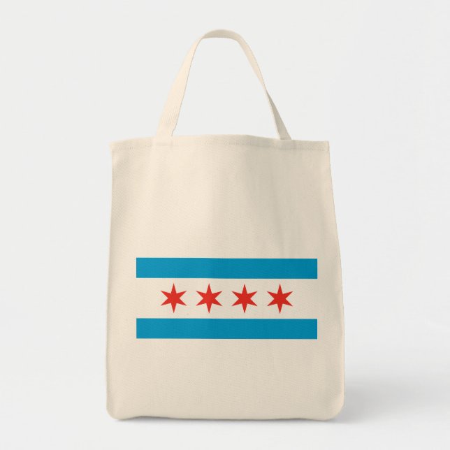 Bolso De Tela Tote de compras con bandera de Chicago (Frente)