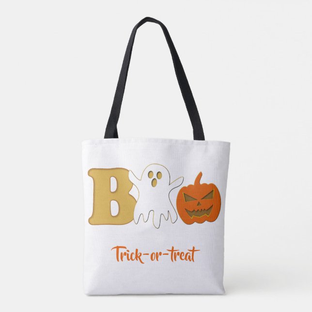 Bolso De Tela Tote de compras divertido Boo Halloween (Reverso)