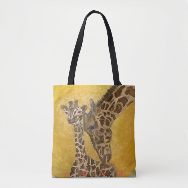 Bolso De Tela Tote de compras Giraffe Madre e hijo (Anverso)