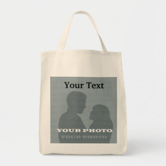 Bolso De Tela Tote de compras orgánicas de tu plantilla de foto