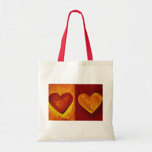 Bolso De Tela Tote de corazón abstracto rojo y Naranja