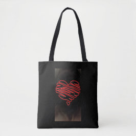 Bolso De Tela Tote de corazón negro