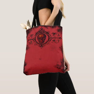 Bolso De Tela Tote de cráneo rojo gótico