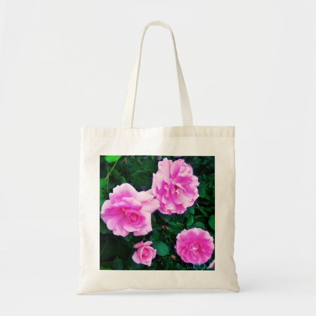 BOLSO DE TELA TOTE DE CUATRO ROSAS (Frente)