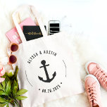 Bolso De Tela Tote de  de la boda de la boda del Ancla Náutica E<br><div class="desc">Una bolsa de tocador simple,  adorable y personalizada,  de diseño y funcional. Color totalmente editable,  incluyendo el color del corazón. Diseño © Berry Berry Sweet. Visite nuestro sitio web www.berryberrysweet.com para conocer los artículos y diseños más elegantes.</div>
