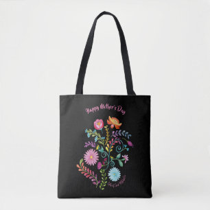 Bolso De Tela Tote de Día de la Madre de flores populares - Nomb