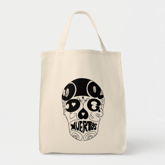 Bolso De Tela Tote de Dia De Los Muertos Skull (Frente)