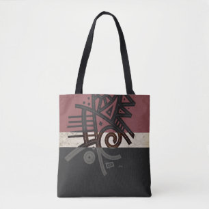 Bolso De Tela Tote de diseño africano abstracto - con banda roj