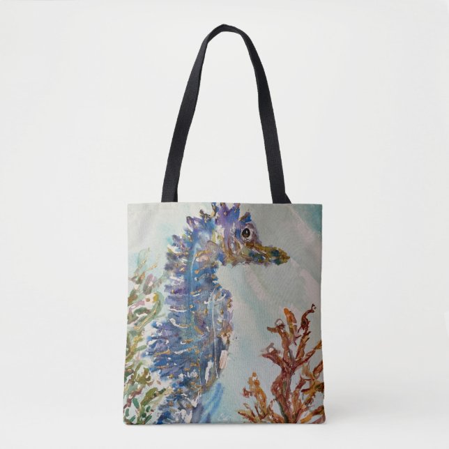 Bolso De Tela Tote de doble cara de marea acuarela (Anverso)