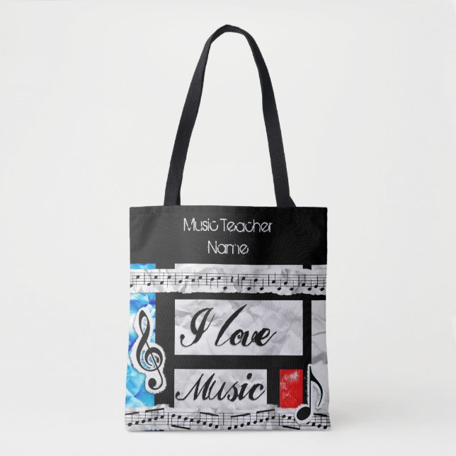 Bolso De Tela Tote de docente de música divertida personalizado (Anverso)