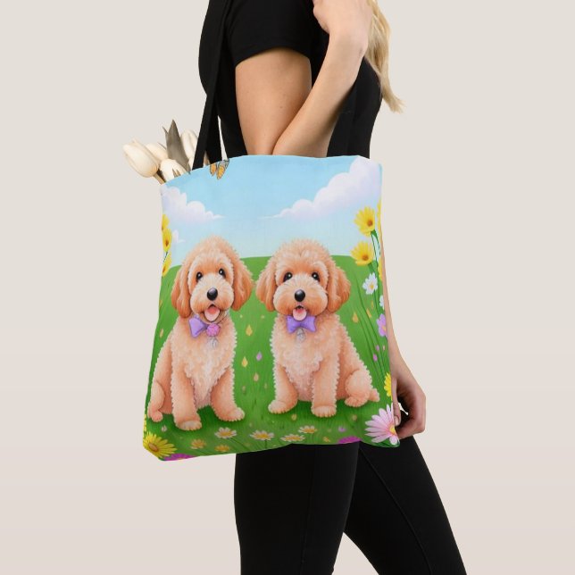 Bolso De Tela Tote de Dos Goldendoodles Cute (Detalle)