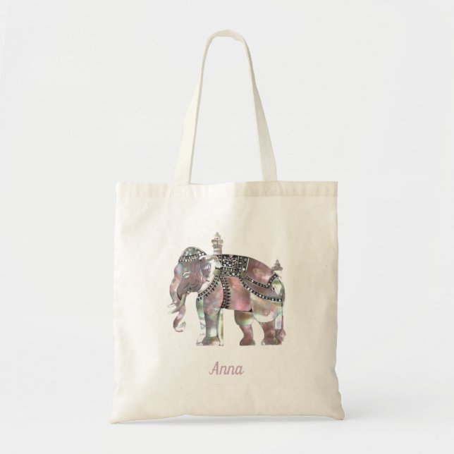 Bolso De Tela Tote de elefantes personalizado (Frente)
