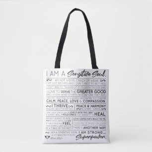 Bolso De Tela Tote de empoderamiento de alma sensible B/W