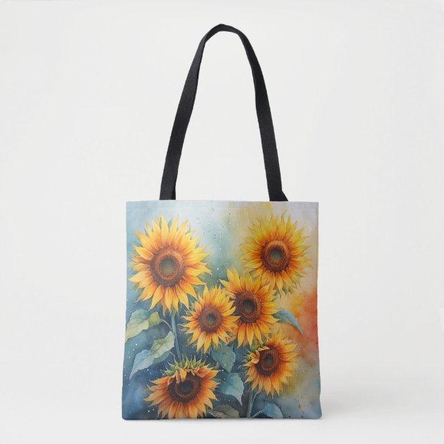 Bolso De Tela Tote de Encanto Rústico del Girasol (Anverso)