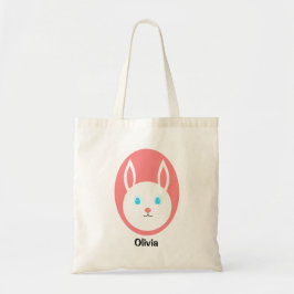 Bolso De Tela Tote de encargo del conejito de pascua con rosa