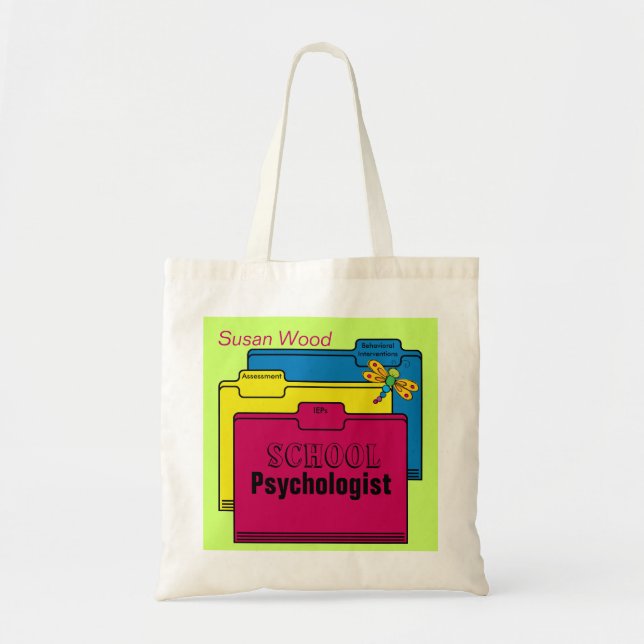 Bolso De Tela Tote de encargo del psicólogo de la escuela (Frente)